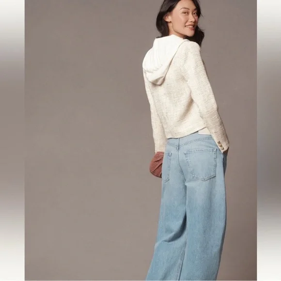 NEW By Anthropologie Tweed Patch Pocket Dickie Jacket Small - Picture 4 of 12